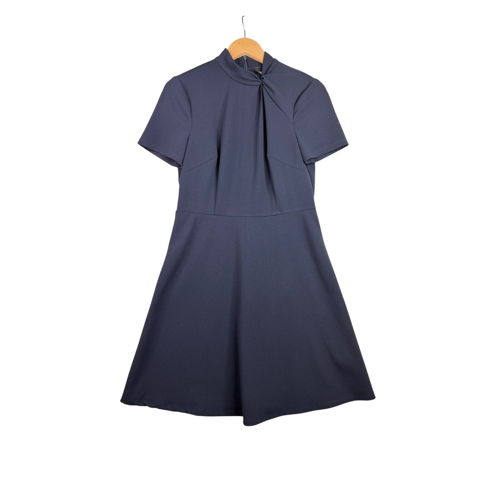 Donna Morgan Mock Neck A-line Dress size 10 Blue